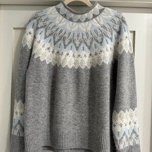 CECE Fair Isle Funnel Neck Sweater